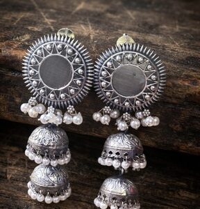 Mirror Double Jhumkas