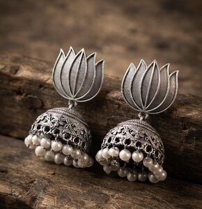 Silver Replica Lotus Earrings