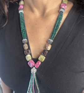 Multistone Tassel Necklace
